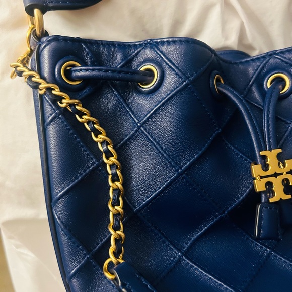 Tory Burch Fleming Leather Crossbody small dark blue royal bag. - Picture 8 of 10